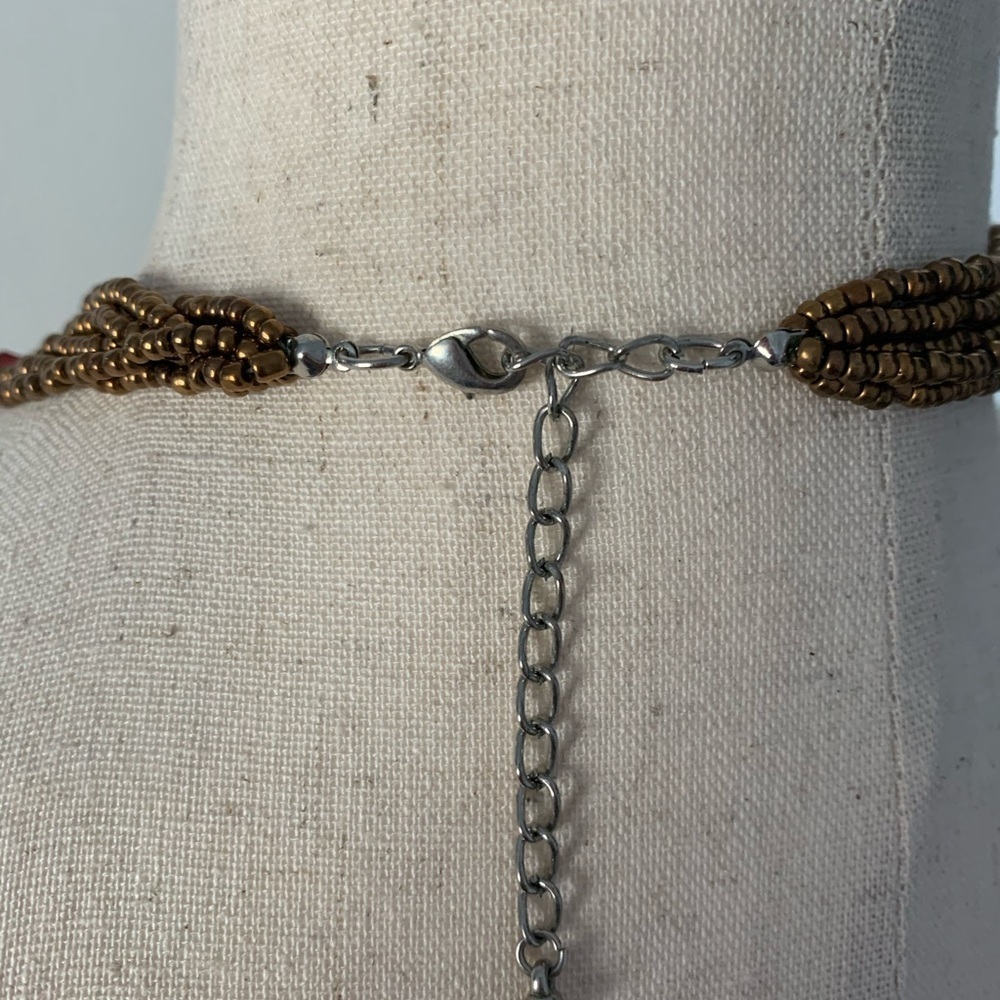 Multi Strand Fall Toned Beaded Necklace - Picture 7 of 9